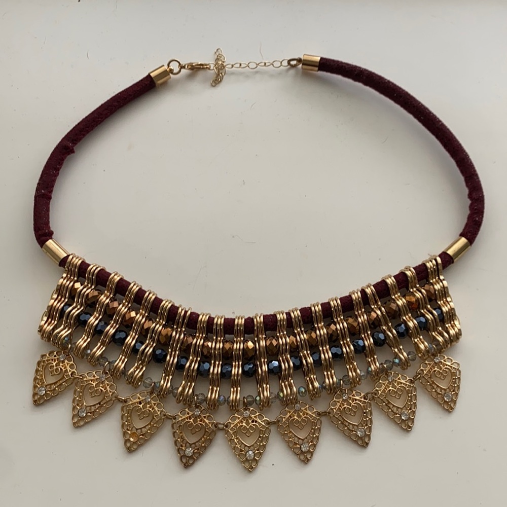 Burgundy and Gold Necklace